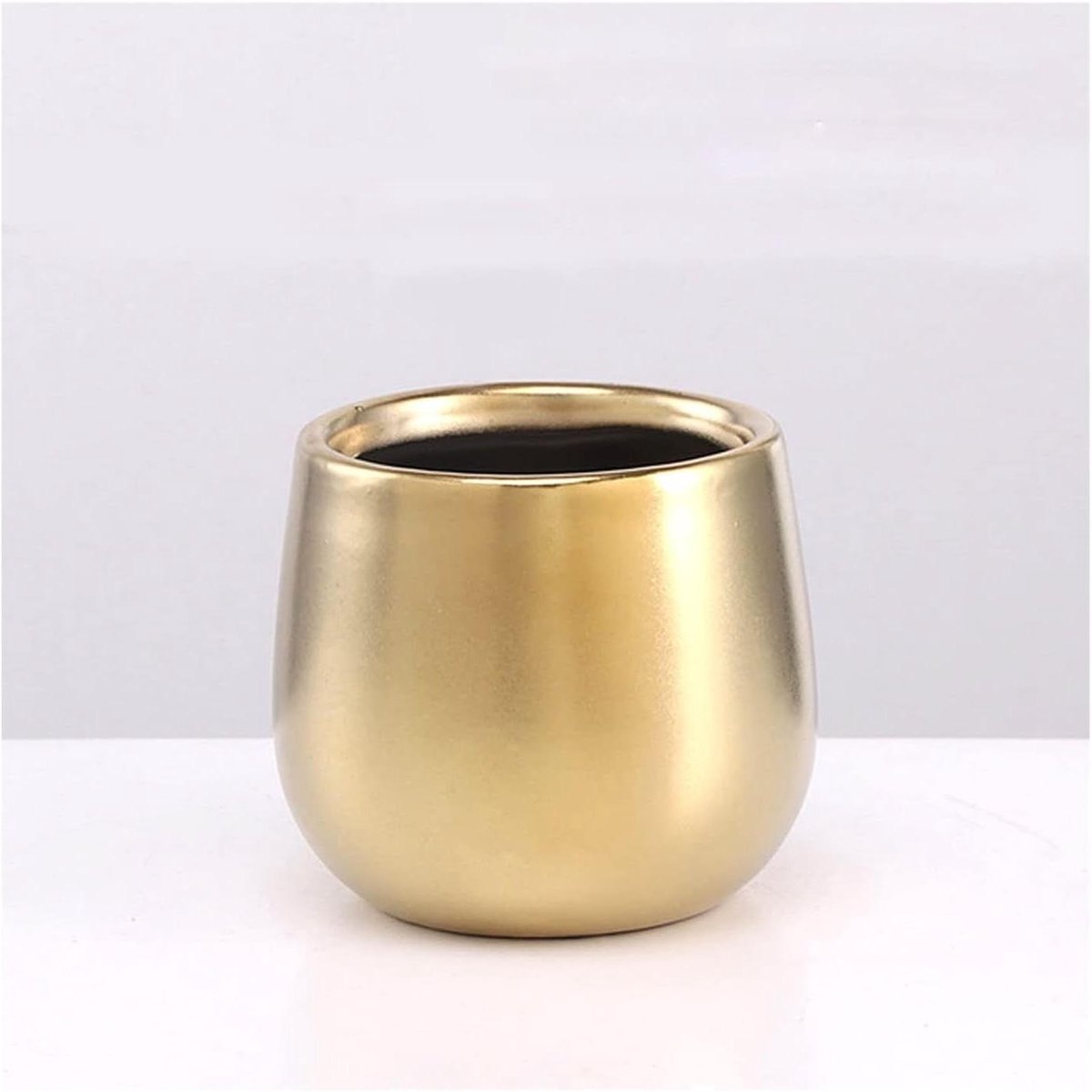 Gouden Vaas - Bloemenpot Decoratie - Bloemstukken Maken - Metalen Komvorm - Klein Formaat - Goudkleurig