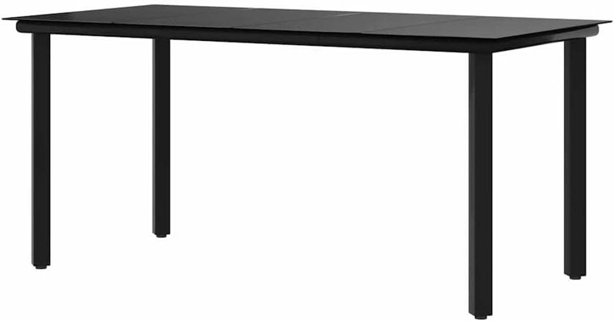 Tuintafel - Eettafel Buiten - Terras Dineren - Gepoedercoat Staal - 160 x 80 x 74 cm - Zwart