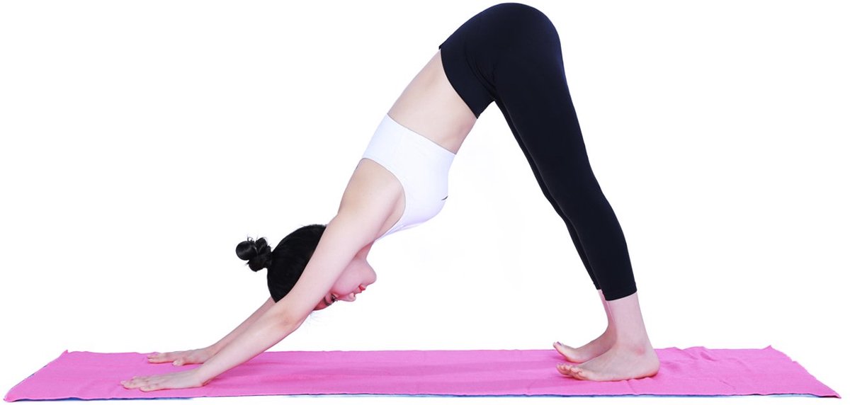SnelShoppen - Quick Dry antislip yogahanddoeken (4 kleuren) met mesh draagtas, extra lang 62 x 183 cm, Dot Grip handdoek voor Bikram Yoga en fitness