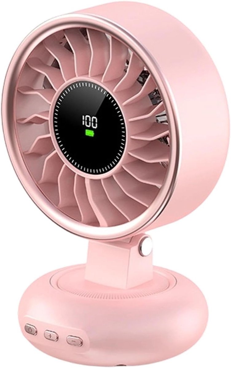 Magnetische Oplaadbare Ventilator 2400mAh, USB ventilator met 5 snelheden, magnetische koelventilator voor kantoor, badkamer, camper, slaapzaal, cruiseschip, sport en strandreizen （roze）
