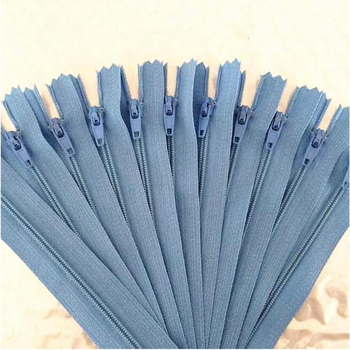 Nylon Ritsen - Sluitingen Set - Kleding Maken - Duurzaam Nylon Materiaal - 10 Stuks 25cm - Lichtblauw