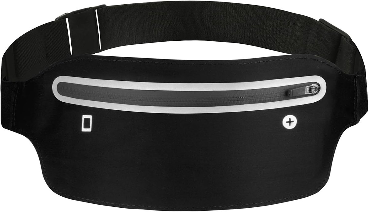 hardloopriem voor dames en heren, Zwarte enkele rits heuptas voor hardlopers, Draagbare Heuptas, looptas voor fitness, hardlopen, joggen, fietsen, training
