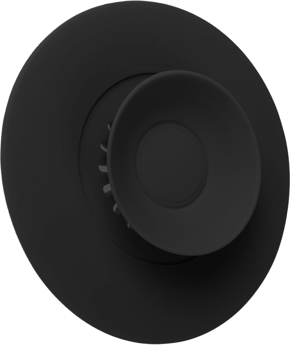 afvoerplug, 1 stuk, Ø 11 cm, zwart, siliconen, voor ventielafvoer tot Ø 100 mm, voedselresten- en haarzeef filter, afvoerzeef voor gootsteen, wastafel, badkuip, stopper badkamer keukenset