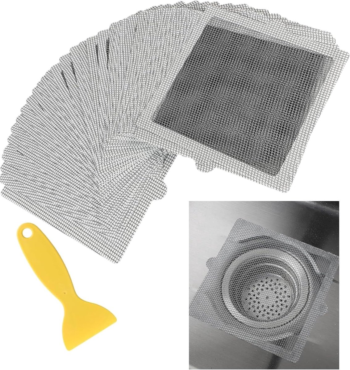 40 stuks haarzeefjes, wegwerp, zelfklevende haarvanger, douche 15 x 15 cm, afvoerzeef voor douchegoot en badkuip tegen verstopping, 40 stuks, wegwerp