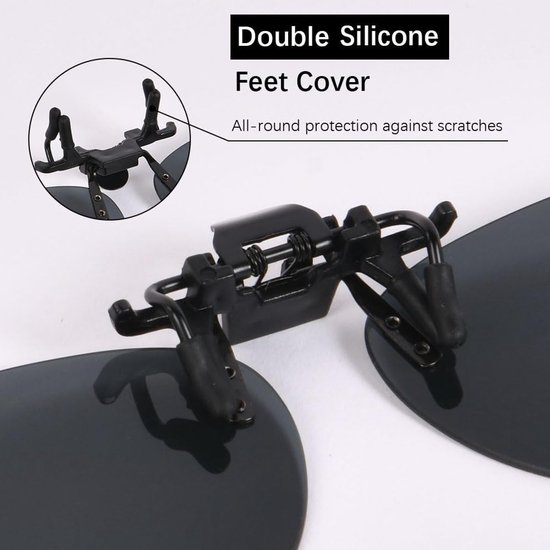 Gepolariseerde Opzetclip Zonnebril voor Brildragers - 2 Stuks Randloze Clip voor Nachtzicht Rijden, Padstijl, 13,3 cm x 6 cm — afbeelding 2