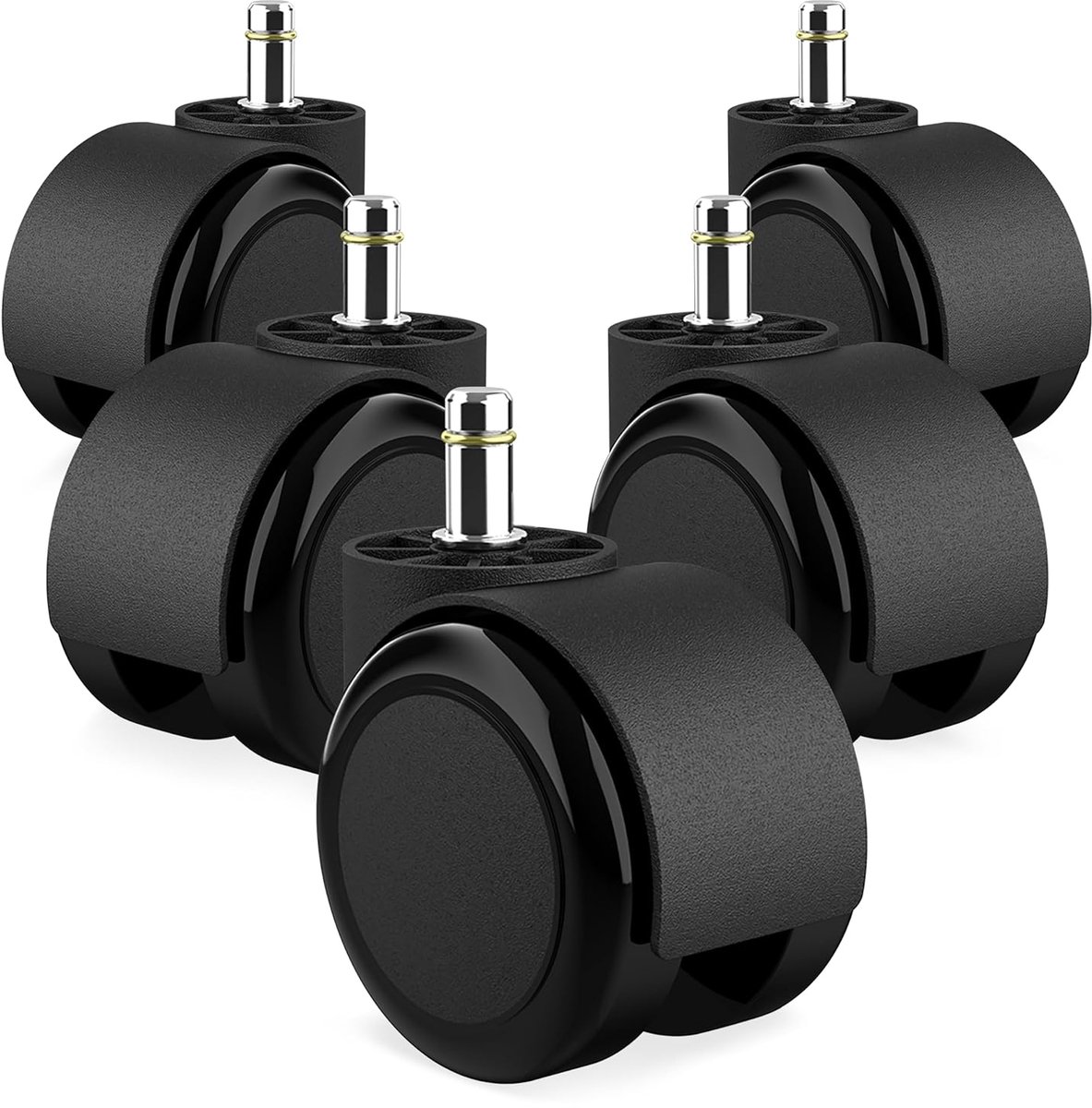 HAMAN Set van 5 bureaustoelwielen 10 mm x 22 mm - Harde vloerwielen tot 175 kg - Slijtvaste bureaustoelwielen - Eenvoudige montage zonder gereedschap