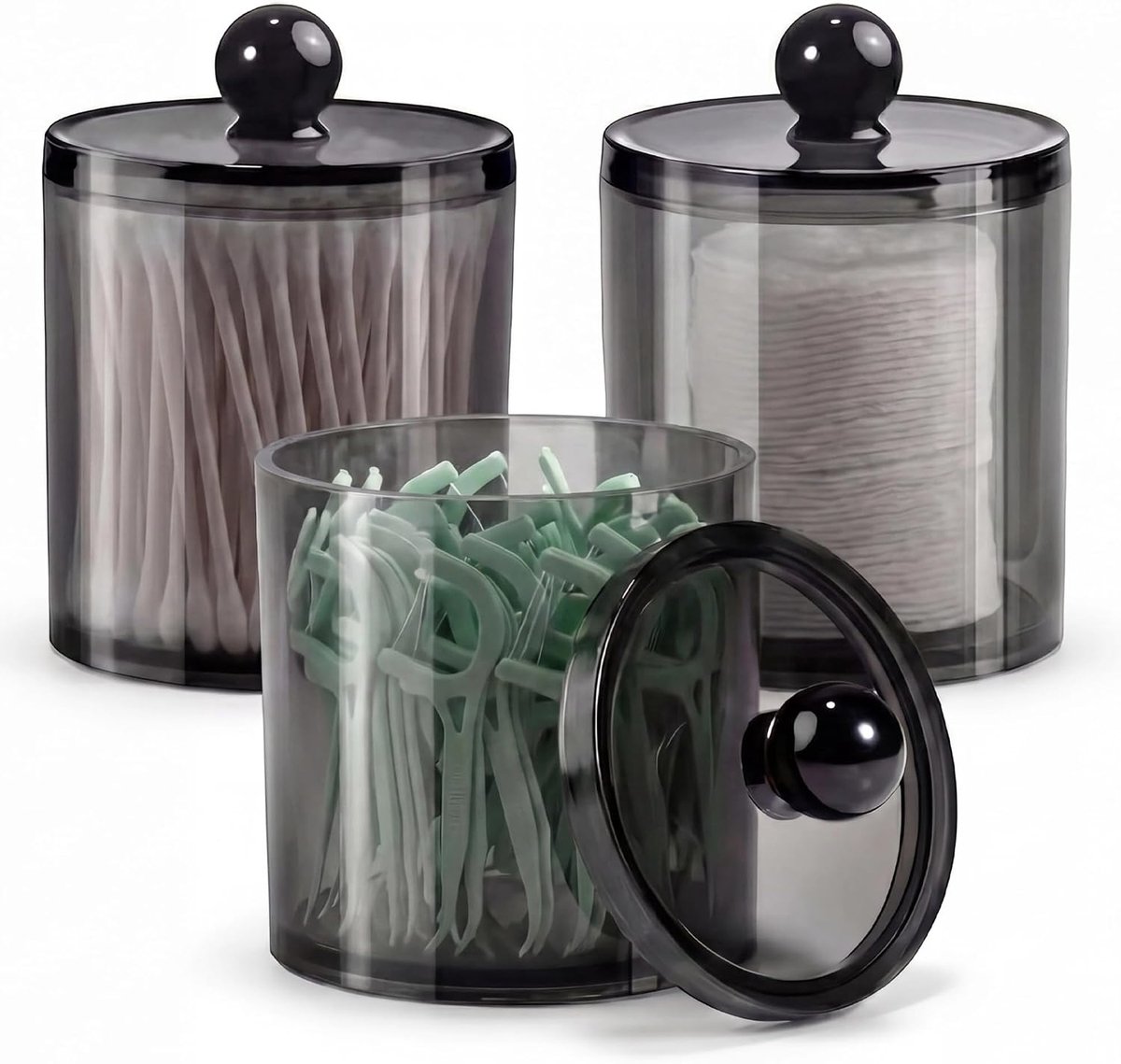 Houder voor wattenstaafjes, 3 stuks doosje voor wattenstaafjes | Houders voor wattenstaafjes, opslag van make-up, dispenser voor potten, organizer met deksel
