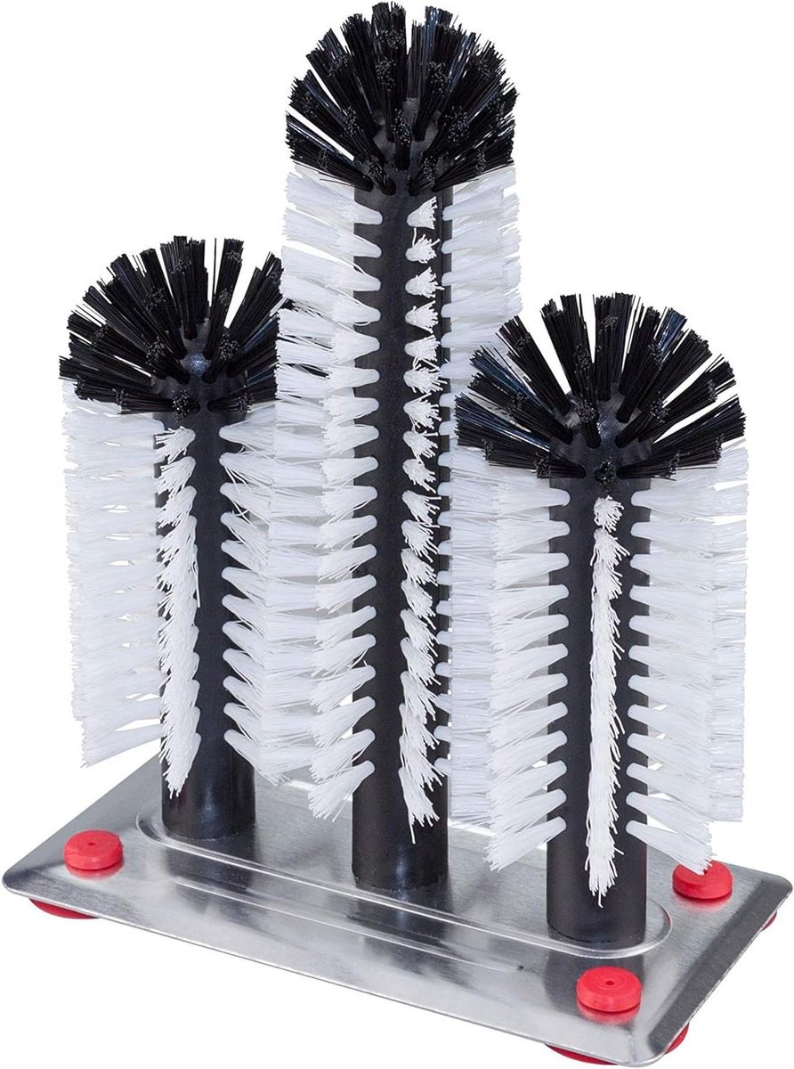 Professionele spoelborstels - Glasborstel - Glazen Reinigen - Brede zuignapplaat - 18-24-18 cm - Wit