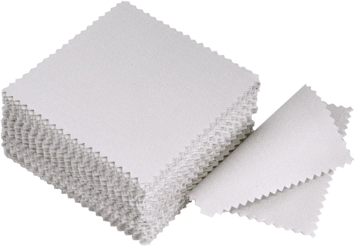 Reinigingsdoek Polijstdoek voor Sterling Zilver Goud Platina, 50 Pack (Grijs)