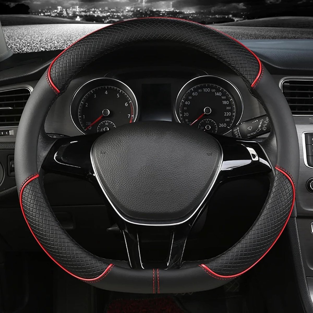 Autostuurhoes voor Opel/Vauxhall/Meriva/Mokka/Tigra/Vectra/Grandland/Zafira, koolstofvezel, leer, antislip, ademend, zweetabsorberend stuurhoes, accessoires