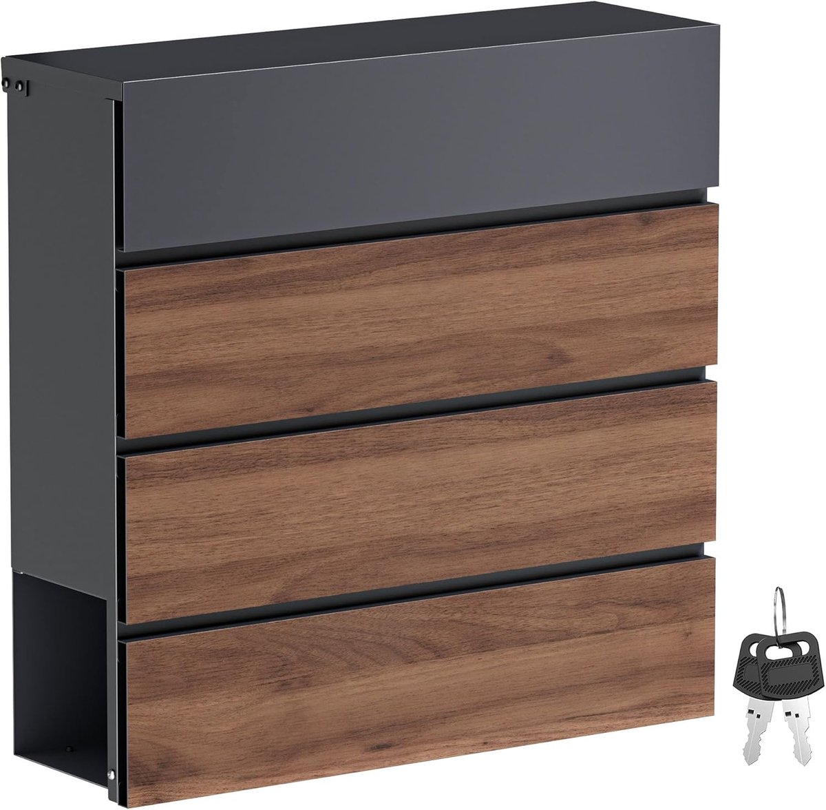 brievenbus met krantenvak V63 antraciet met hout wandbrievenbus postbus post krantenrol