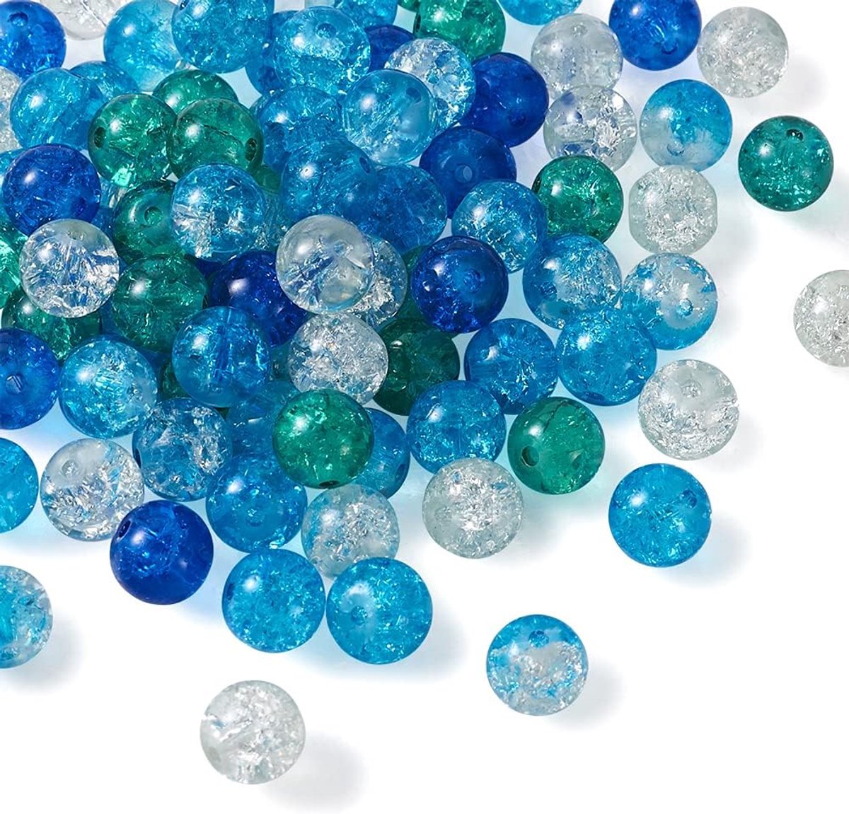 Kralen 8mm Transparant Bakken Schilderen Ronde Spacers voor Jewelley Ketting Armband Maken Home Decors, Carribean Blue Mix