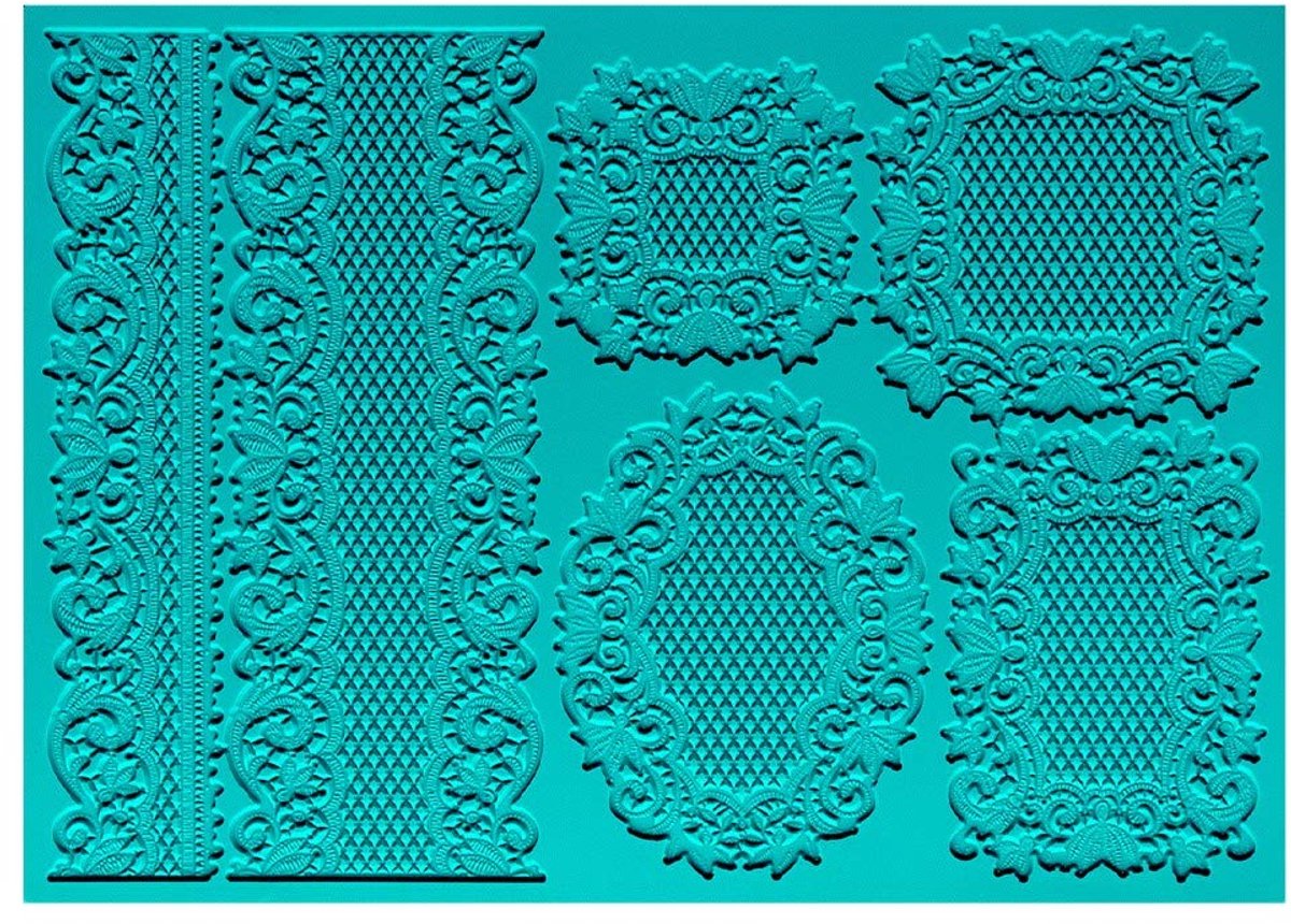 mit Herz Siliconen decormat | Siliconen vorm fondant | Hoogte: 2mm | Top Design | Ideaal voor het maken van randen in kant optiek | Gereedschap voor het vormen van fondant (Design 39 | 21cm x 15