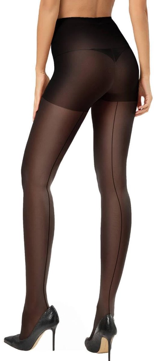 doorschijnende panty met achternaad, 20D retro panty vintage stijl,Versterkte kousen met rugnaad