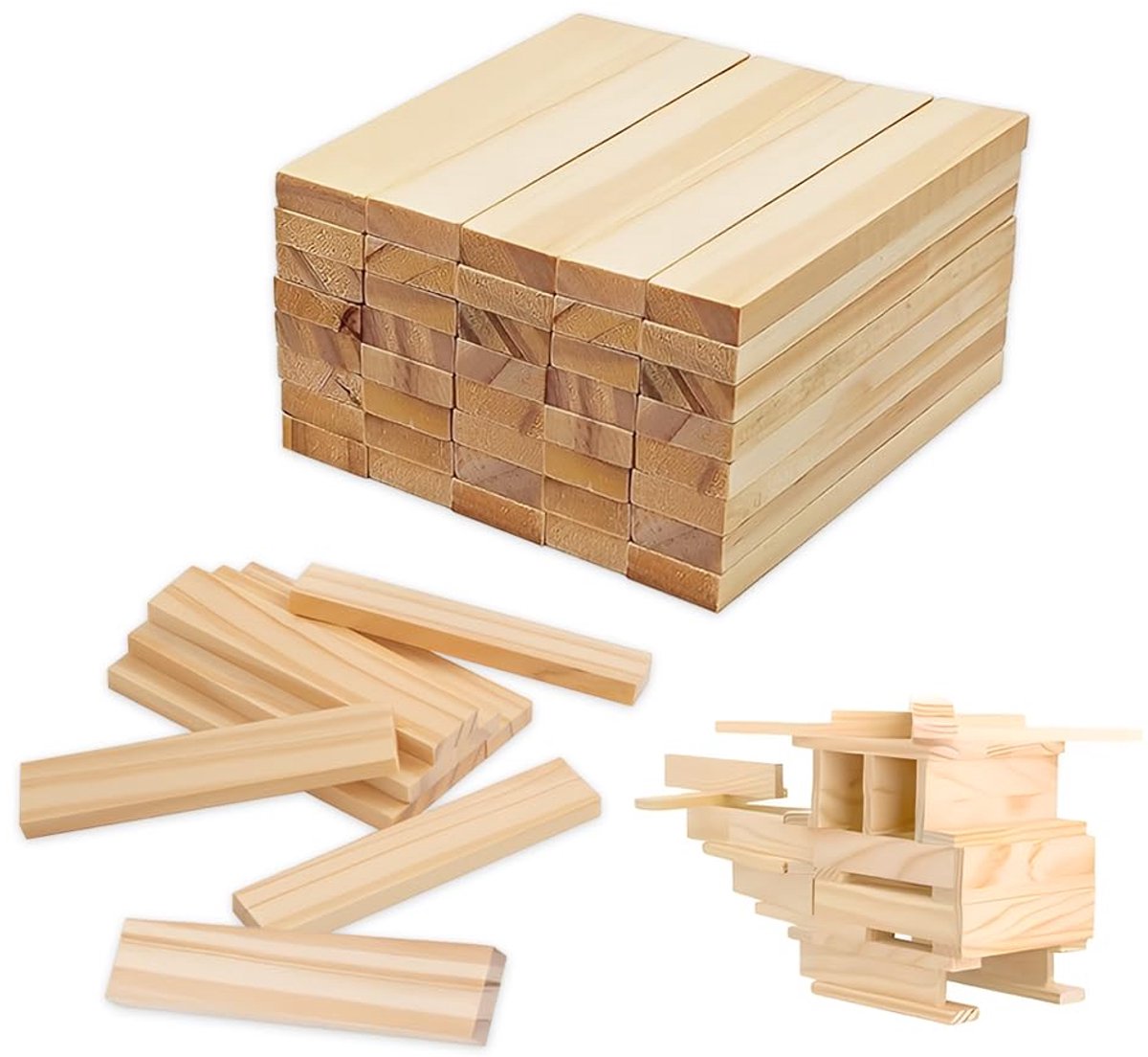 50 stuks houten stokjes, knutselen, 112 x 22 x 8 mm, knutselhouten blokken, doe-het-zelf knutselblokken, houten lijsten, decoratief, houten latten, handwerk, houten blok, rechthoekig, voor