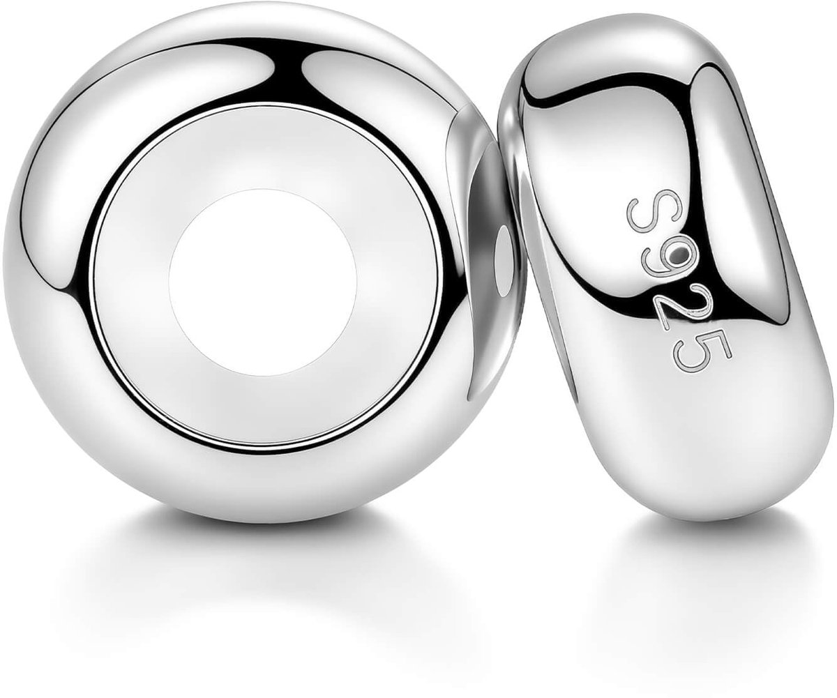 Bedelstopper, 925 sterling zilver, met rubberen clip, spacer, stopper, bedels, kralen voor dames, bedels, armbanden, hanger
