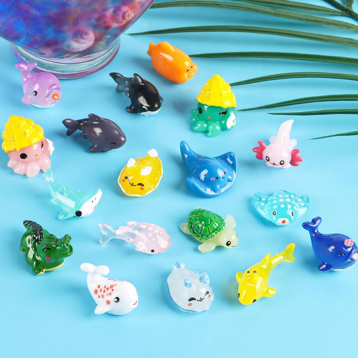 Hars oceaan dieren decoratie, miniatuur zee dieren set voor DIY aquarium, tuinfeest, gastencadeau, ornament voor miniatuur landschap