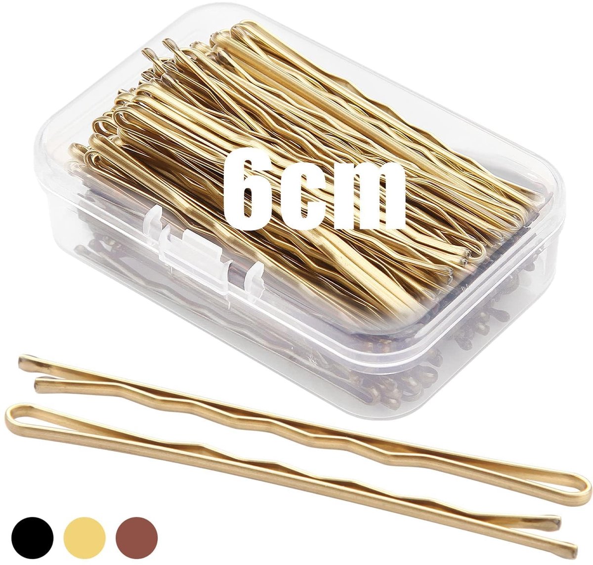 100 stuks haargrepen 6 cm Bobby Pins Kirby Grips Blonde haargrepen haarspelden voor broodjes met transparante opbergdoos haaraccessoires voor vrouwen ideaal voor alle soorten haarstyling