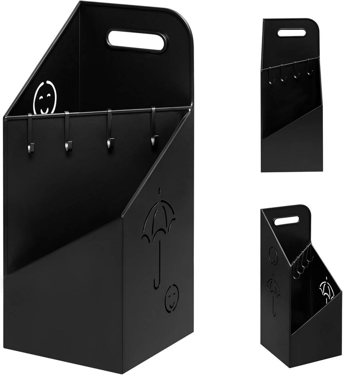 SureDeal® - Paraplubak - Sleuven - Parapluhouder - Handvat - Haken - Metaal - 20x49x20 cm - Zwart