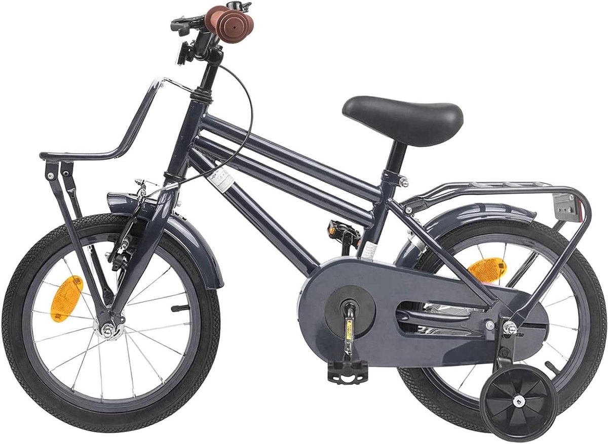 Kinderfiets sfiets sfiets Buiten Spelen Stevig Stalen Frame 14 Inch Donkergrijs