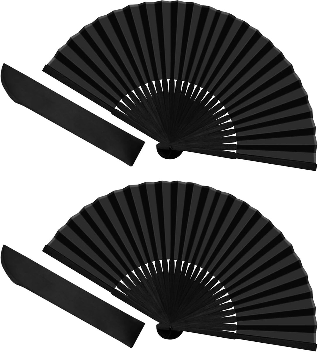 2 stuks opvouwbare waaiers, draagbare handwaaiers, opvouwbare Chinese stijl ventilator met 2 opbergzakken, voor dans, feest, huwelijksgeschenken