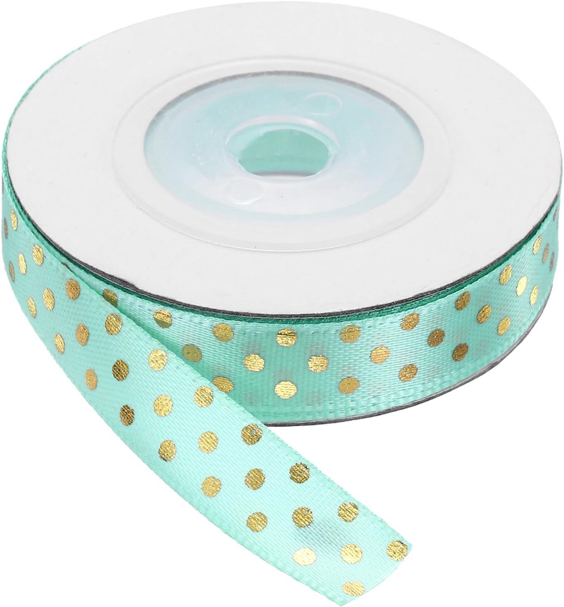 1 cm x 9 m Polyester Satijnen Lint, Geschenklint met Gouden Punten, Kleurrijke Linten, Stoflint voor Geschenksluiting, DIY Knutselen, Paas-, Halloween-, Huwelijksfeest, Slingerband Lake