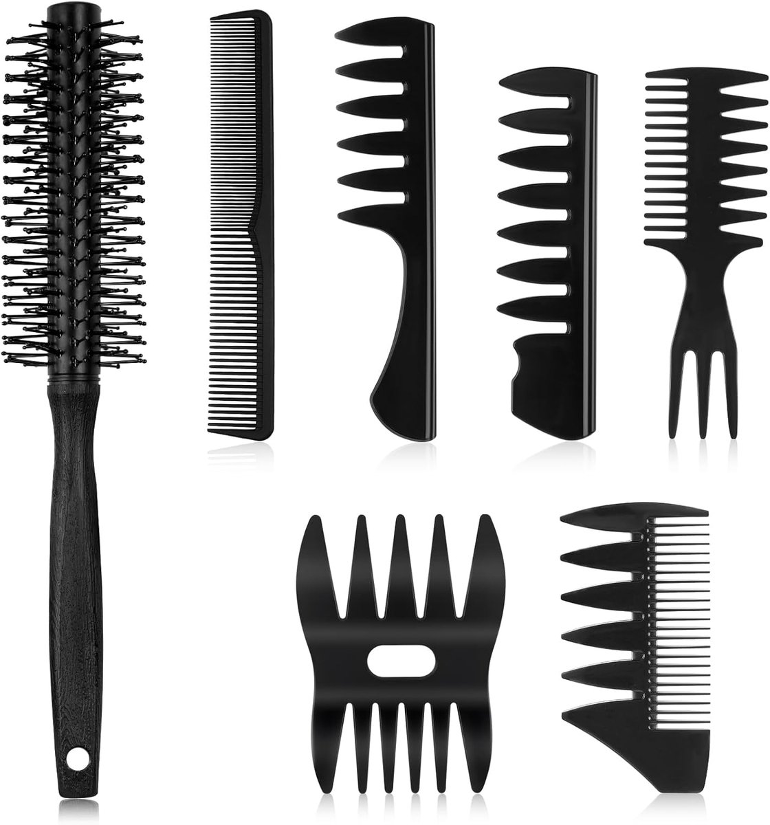 7 x brede kam met brede tanden, antistatisch, krulspelden, stylinggereedschap voor mannen, vrouwen, heren, salon, creëert een pluizig kapsel