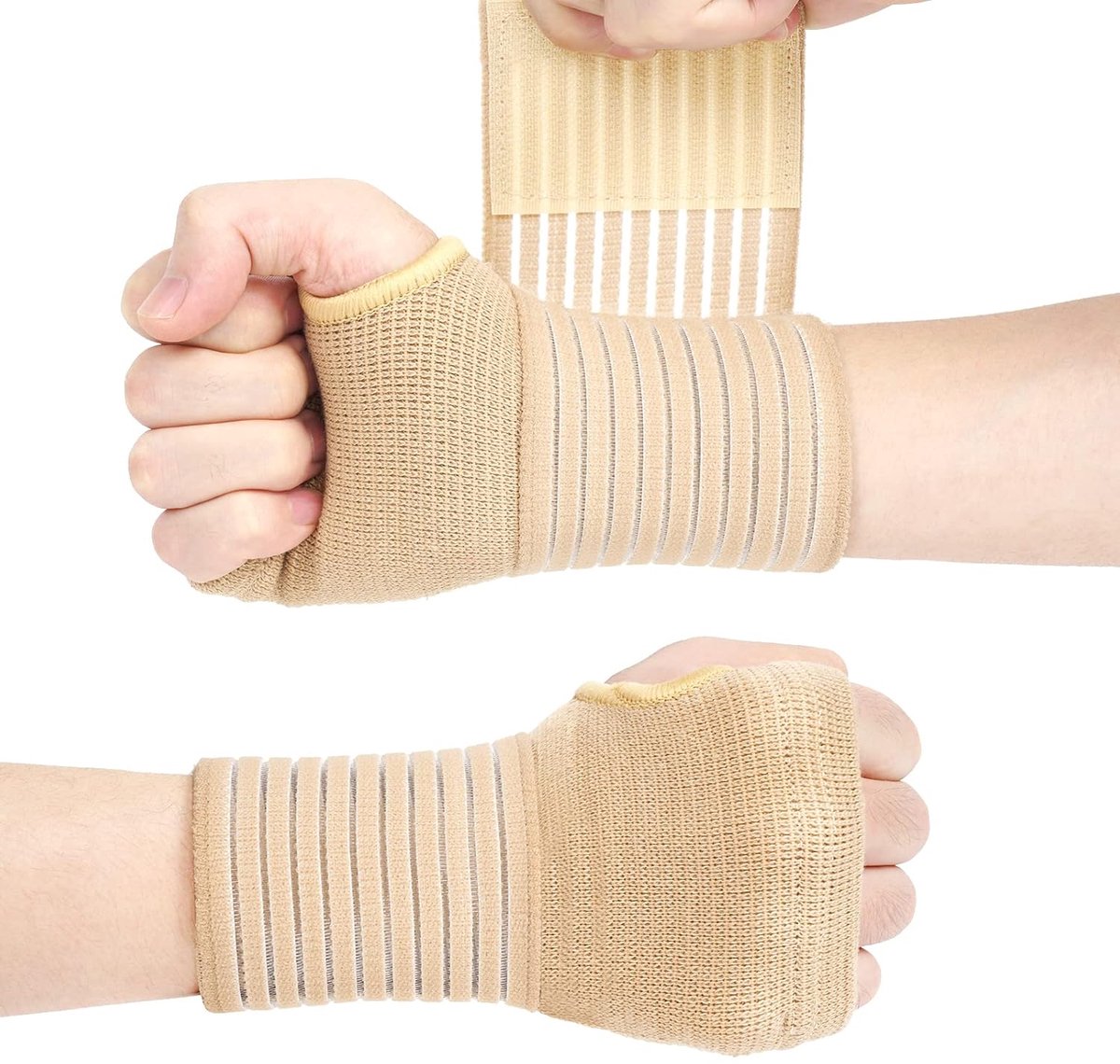 Wrist Support Brace, 2-pack Elastische Polsbrace Pols Spalk brace met riem, Adjustable Wrist Strap Polssteun Ademende Spalk, Polsspalk Zonder Metalen Staven Geweldig voor Verstuikingen, Verwondingen, Pijnverlichting of Sportgebruik