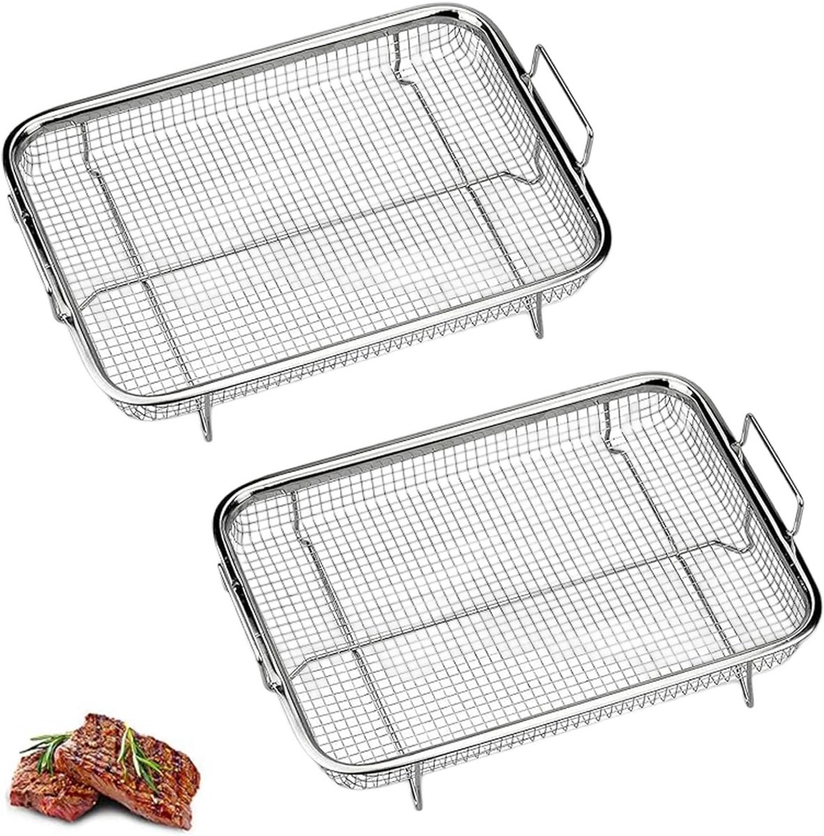 Grillmanden, 2 stuks, grillmand, netstof, multifunctioneel, friet, koekjes, cake