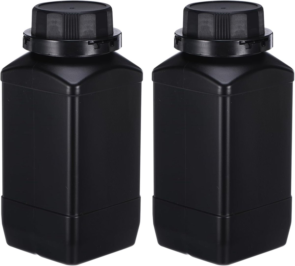 2 stuks 1000 ml reagensflessen, HDPE brede mond vierkante flessen met schroefdop voor laboratorium water reagensvloeistoffen solide monster opslag afdichting, zwart
