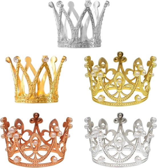 Foto: 5pcs kroon sieraden ornamenten cake decoraties strass kroon sieraden glanzende ornamenten meisje cake accessoires