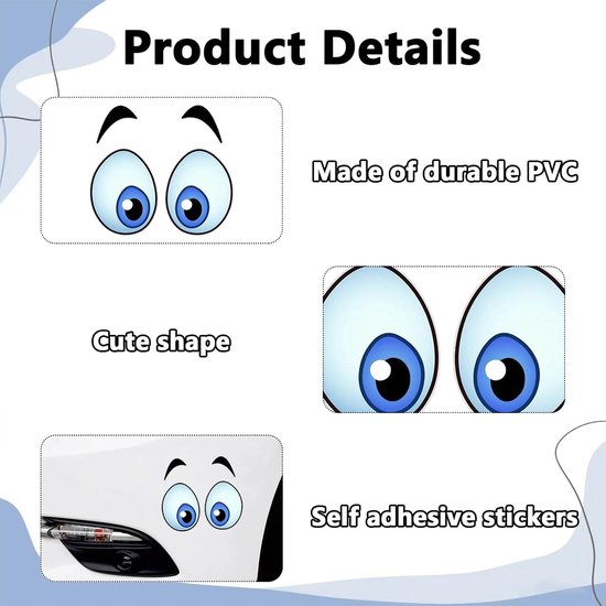 2 ogen om op te plakken, zelfklevende waterdichte stickers, veegrobotstickers, grasmaaierogen, cartoon-ogen, grappige oogstickers voor robots en apparaten — afbeelding 2