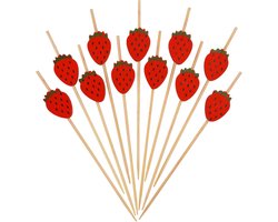 100 stuks decoratieve tandenstokers aardbeien tandenstokers Hawaii tandenstokers cocktail tandenstokers van hout party tandenstokers party decoratie cocktail fruit dessert cake sna