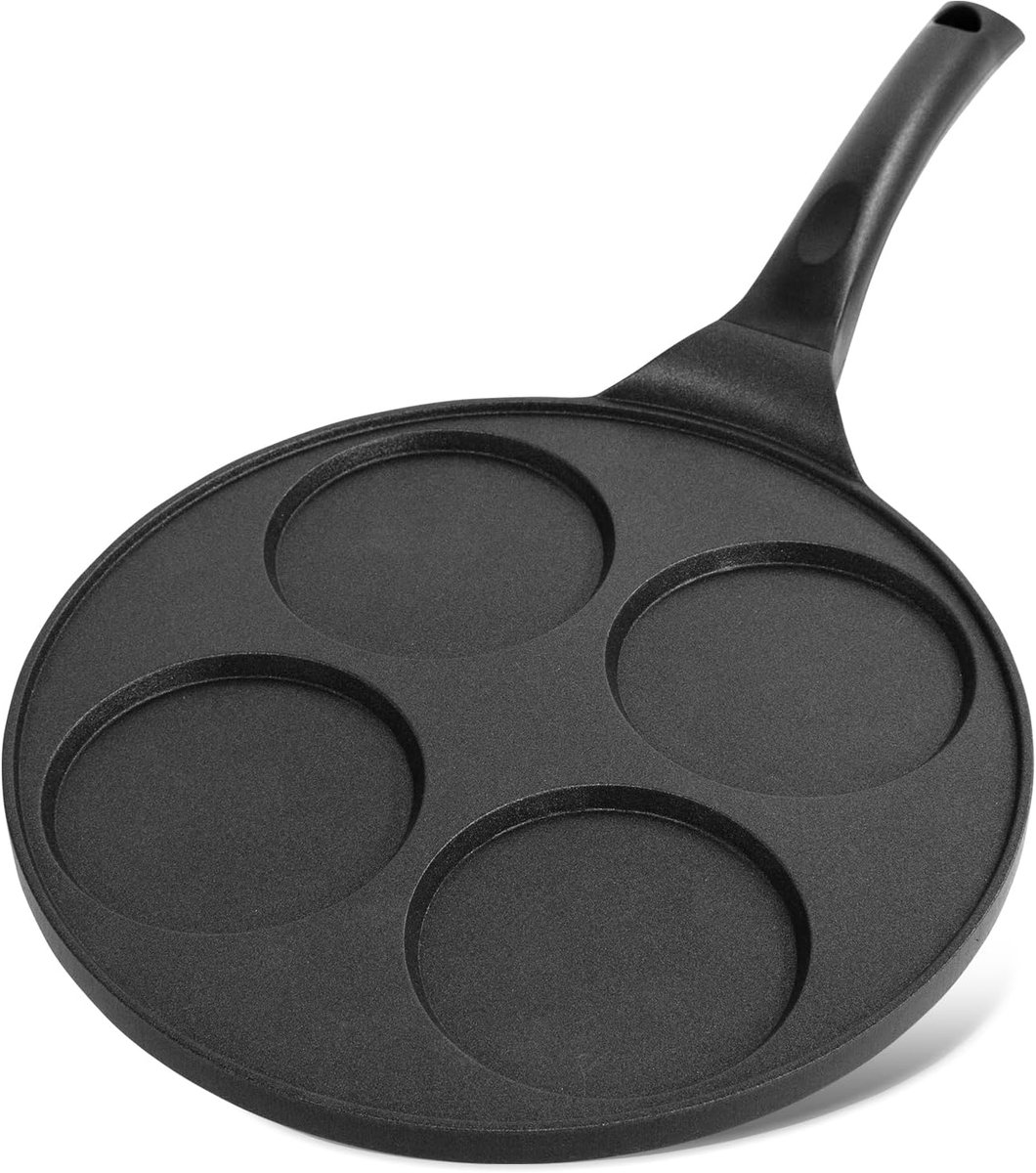 Kitchen Pannenkoekenpan met 4 gaten, licht - 26,5 cm anti-aanbak aluminium - inductie - multifunctionele pan spiegelei
