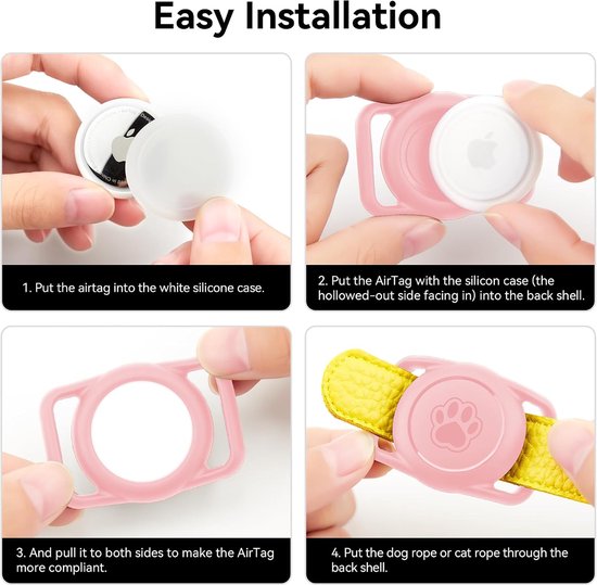 voor Apple Airtag hondenhalsband, 2 stuks waterdichte luchttag kattenhalsband, zachte siliconen Airtag-hoes voor honden en katten, voor Apple Air Tag-houder voor halsband -Past ≤ 1,2 inch — afbeelding 4