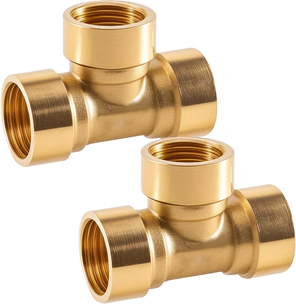 2 stuks T-stuk messing 1/4 inch IG, messing T-stuk 90°, aftakking verdelerstuk binnendraad, 3-weg T-verbindingsstuk 1/4 inch, DN8 wateraansluiting voor verdeler drinkwater geschikt