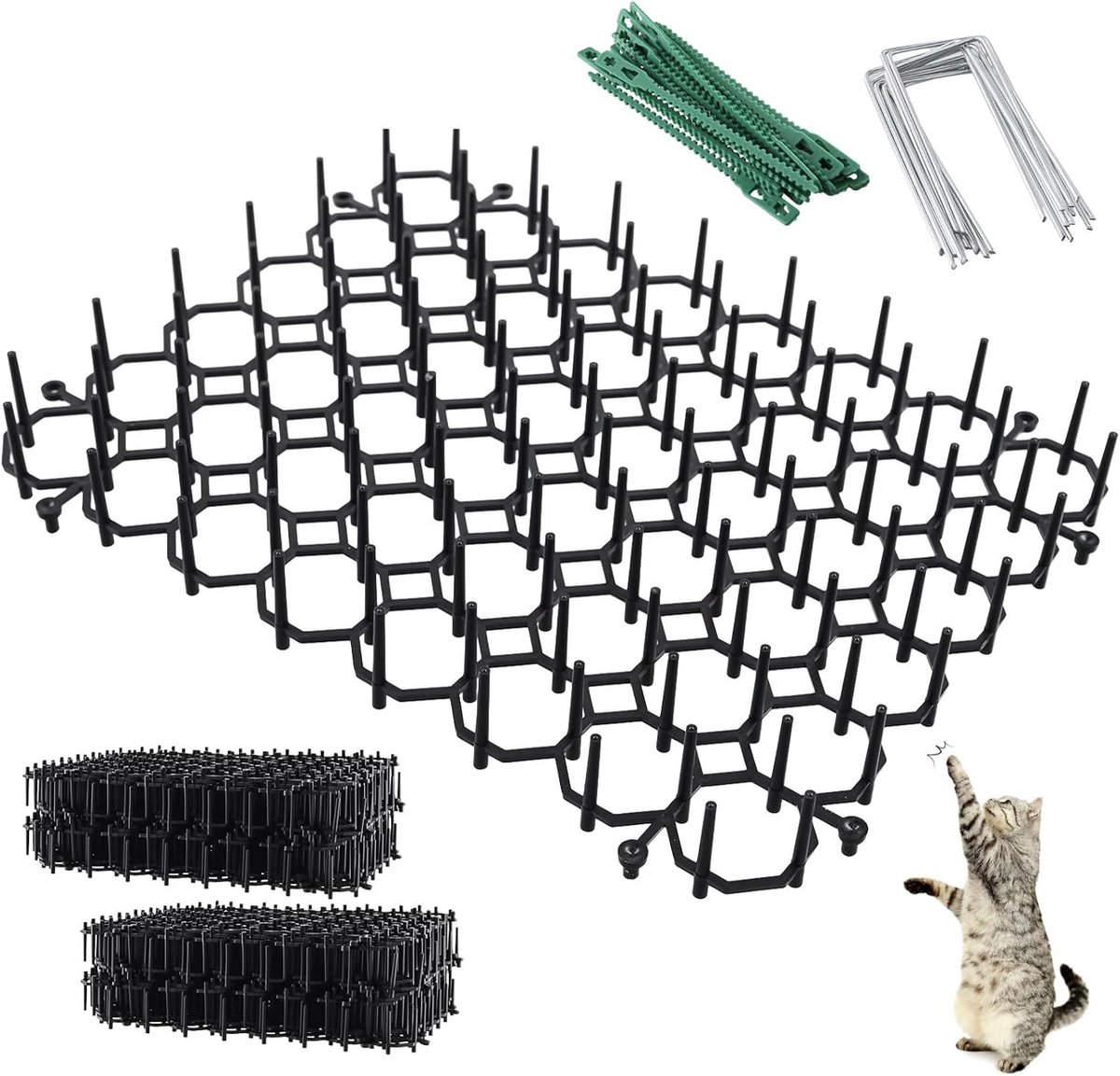 Set van 24 Katten Prikkelmatten, 15 x 20 cm, Plastic, Anti-Katten Spikes voor Binnen en Buiten, Tuin en Balkon, Dierenafschrikking