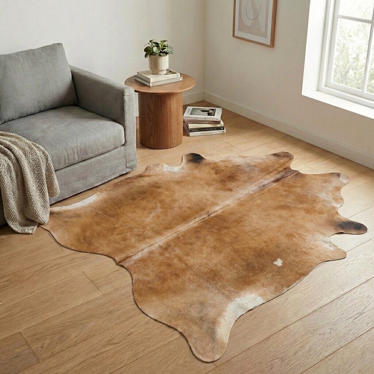 Koeienhuid Vloerkleed - Effen-solid - 203 x 190 cm - Koeienkleed / Koeienvel / Dierenvel / Dierenhuid / Koehuid Tapijt