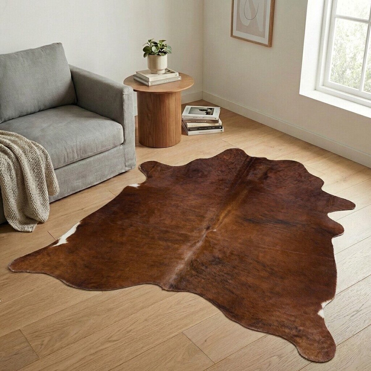 Koeienhuid Vloerkleed - Effen-solid - 202 x 172 cm - Koeienkleed / Koeienvel / Dierenvel / Dierenhuid / Koehuid Tapijt