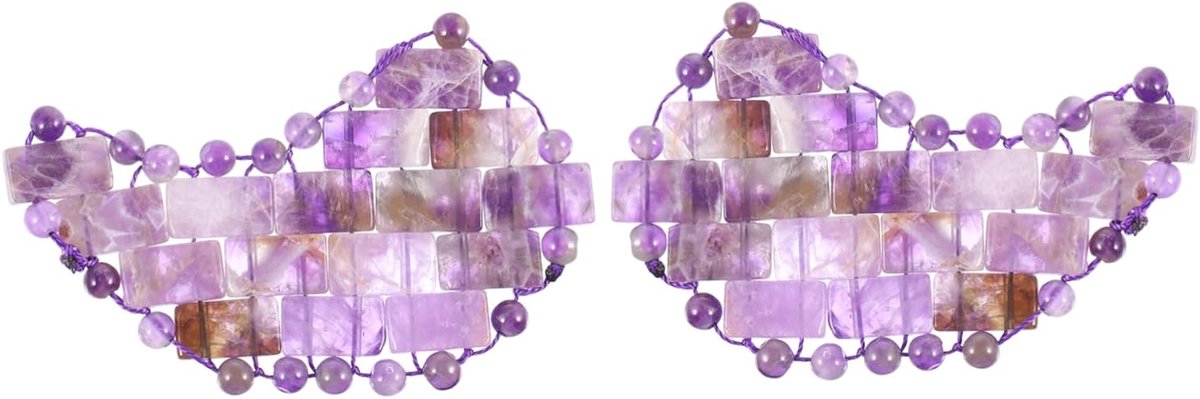 Jade Oogmasker - Ooglapje Slaap - Vermoeide Ogen Verlichten - Natuurlijke Jade - 9 x 5 cm - Paars