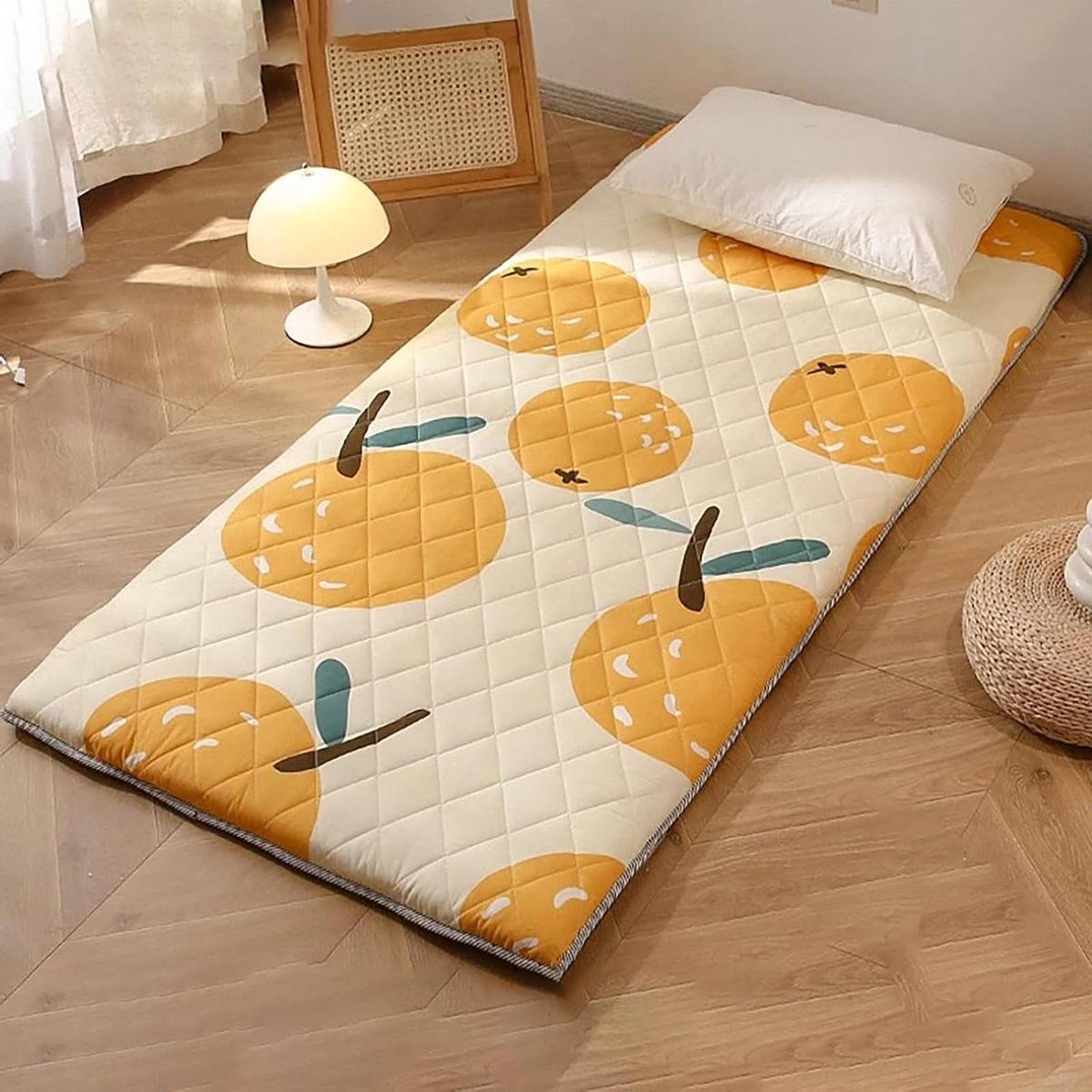 Japanse Vloermatras - Camping Futon Gastenbed - Comfortabel Slapen - Extra Dik Pluche - 90x200cm - Grijs