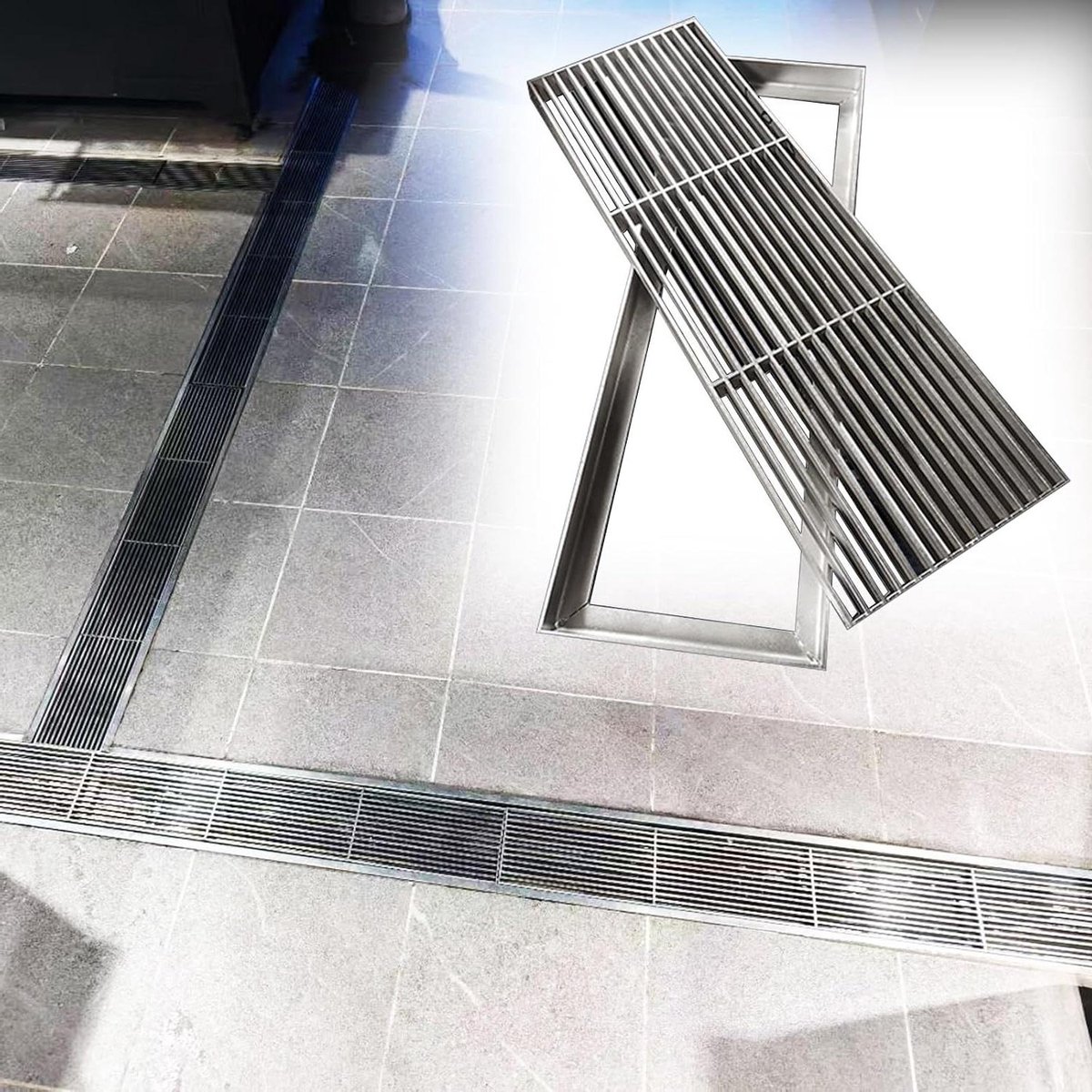 Metalen Vloerrooster - Drainage Zeef - Afvoer Blokkeren - Duurzame Constructie - 20 cm Breed - Zilver