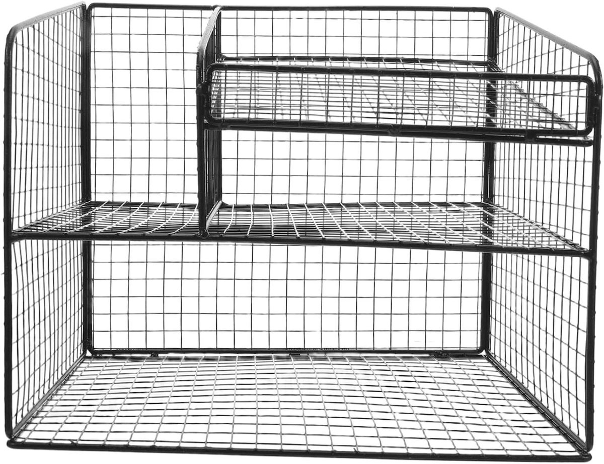 Bureau Organizer - Documentenbak Telefoonhouder - Werkplek Organiseren - Met 3 Lades - 30 x 26 x 21 cm - Zwart