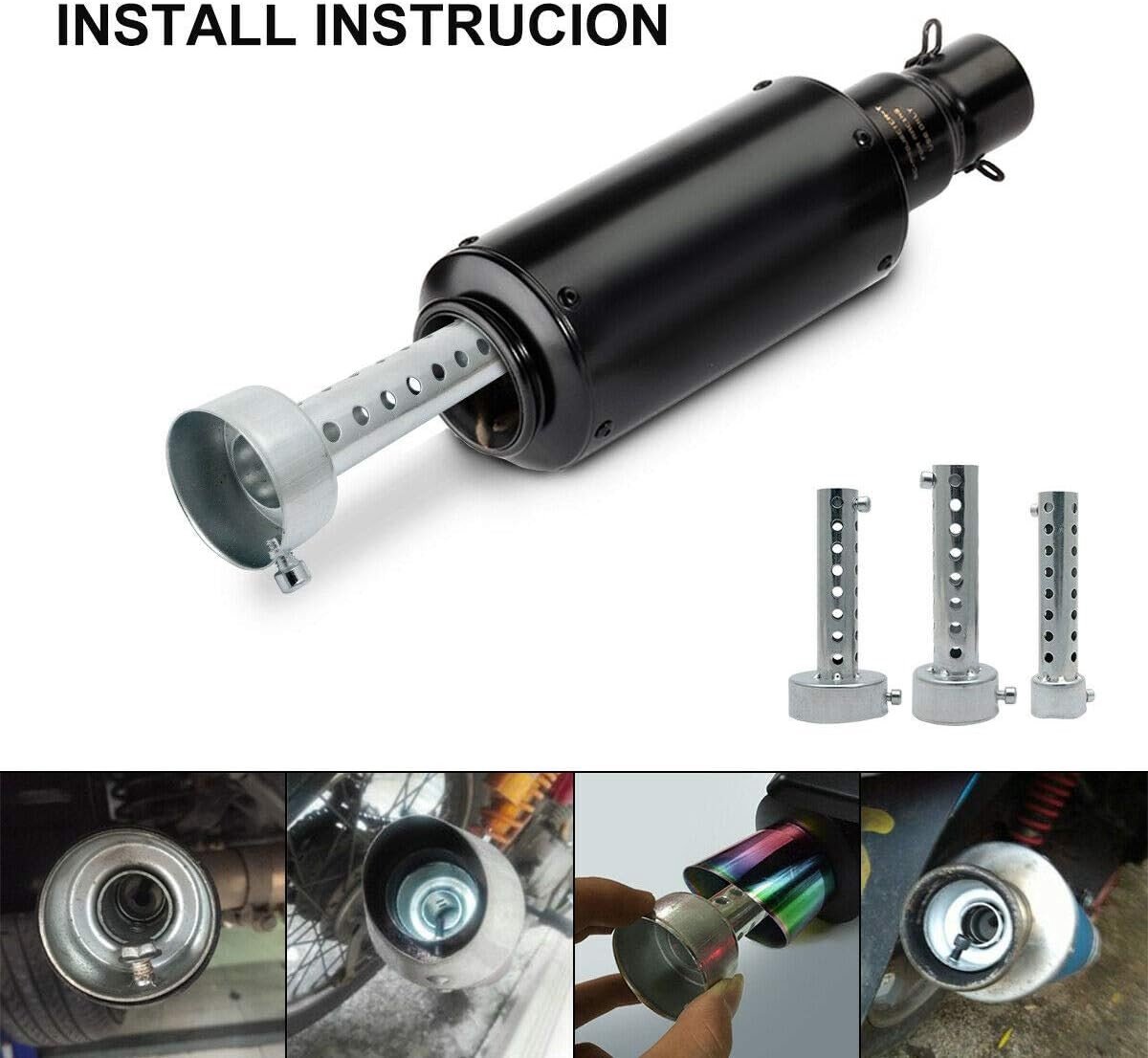 Universele Uitlaatdemper met DB Killer voor Motorfietsen - 60mm, Zilver, Geluidsdemping, Motoraccessoires, Uitlaatgeluid Reduceren