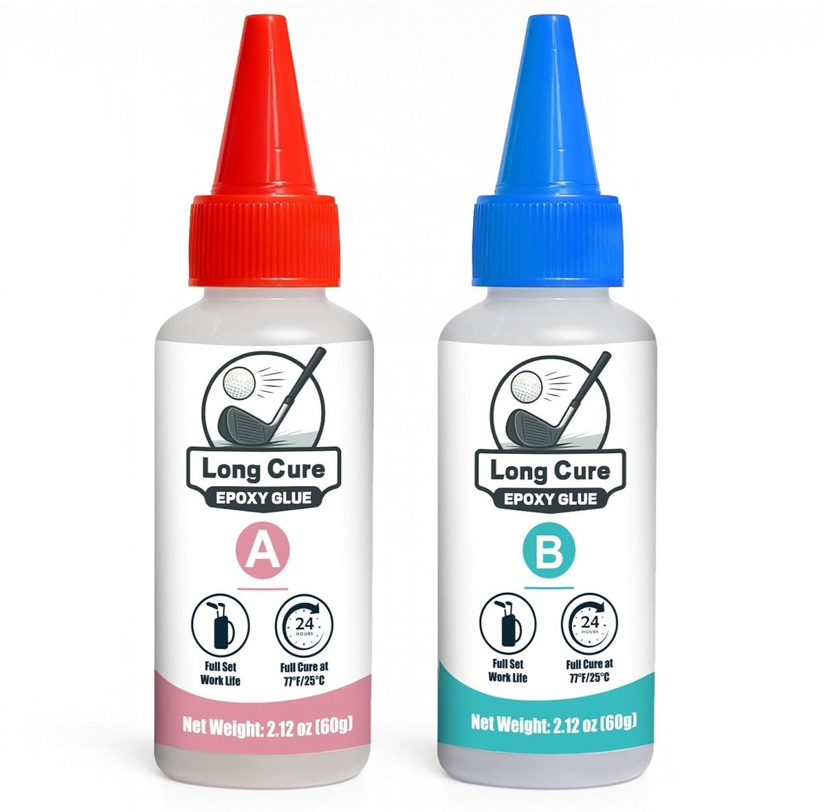 Epoxyhars voor golfclubs, 60 + 60 ml, extra sterke hechting voor shafts, geschikt voor driver, putter en ijzers, ideaal voor grafiet en staal