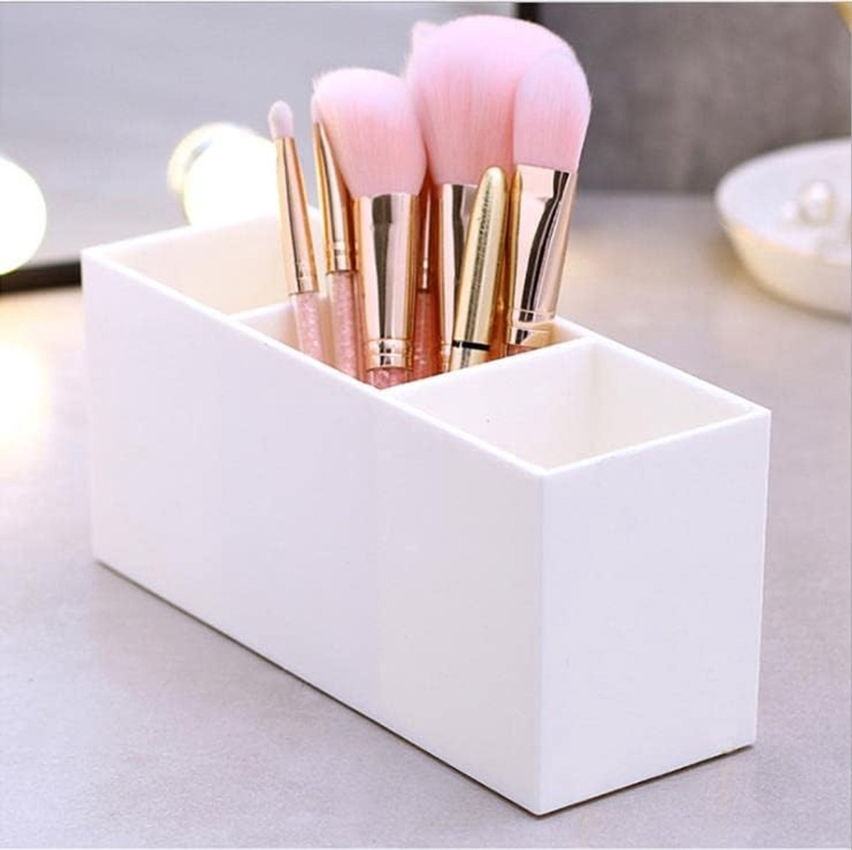 Make-upborstelhouder Met 3 Sleuven - Cosmetische Organizer Voor Make-upkwasten, Eyeliners, Lippenstift, Lipgloss - Displayhouder en Opberghouder