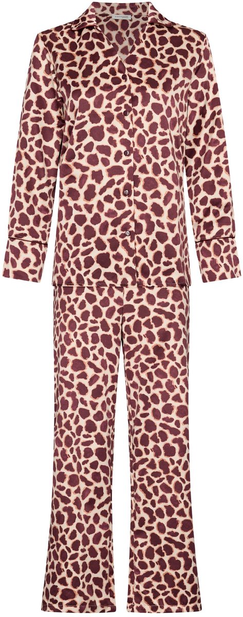 Satijnen dames doorknoop pyjama donkerrood Pastunette Premium Rood vrouw 48