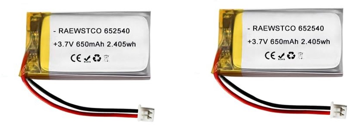 SolidKeus - 2 Stuks 3,7 V 650 mAh Lithiumbatterij voor Schoonheidsapparaten en Luchtbevochtigers