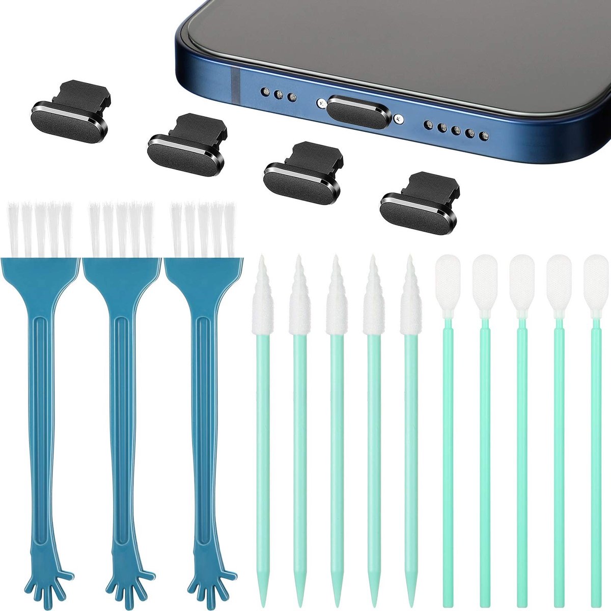 SolidKeus - Antistofplug voor Telefoon met Schoonmaakborstel, Compatibel met iPhone