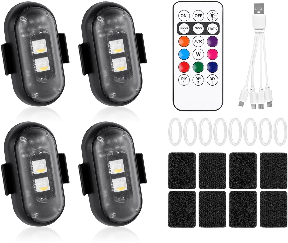 SolidKeus - Set van 4 Draadloze LED Auto Lampen met Afstandsbediening